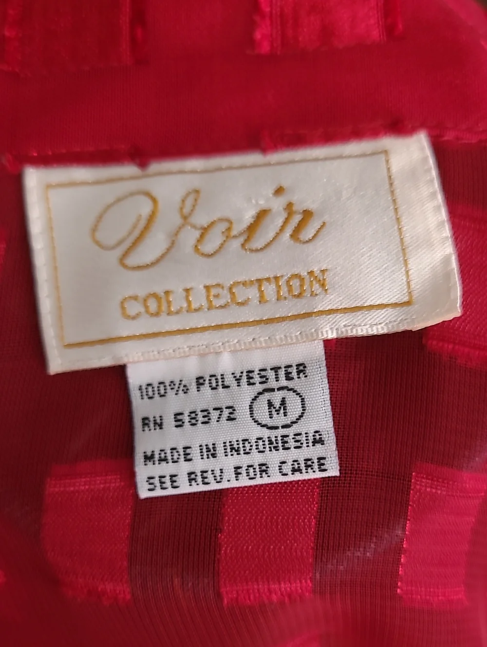 Voir Collection Women's Cherry Red Sheer Blouse And Tank - Picture 1 of 12